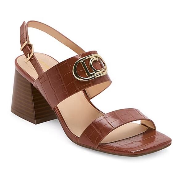 Liz Claiborne Women's Brown Croc Embossed Portola Slingback Sandals‎ Size 8.5M - Picture 1 of 11